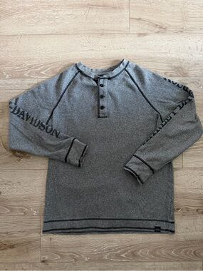 Harley-Davidson Heather Gray Knit Pullover with Black Trim